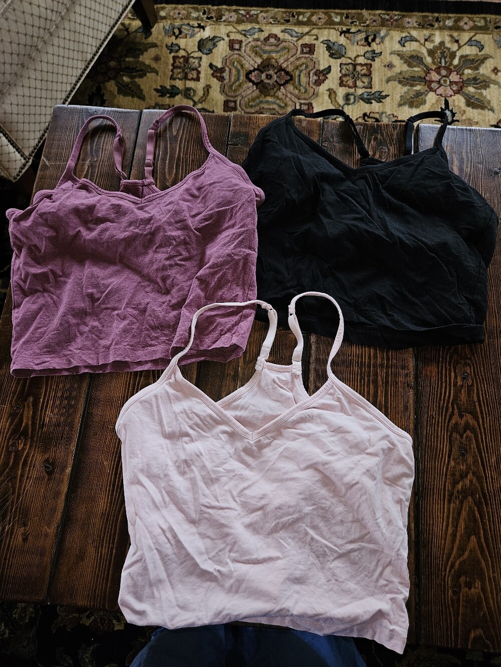 3-Pack Ladies Tank Cami Set - Black, Mauve, Light Pink Pact Medium